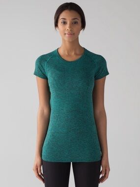 Lululemon Swiftly Tech Short Sleeve Crew Viridian Green / Black - Size 6